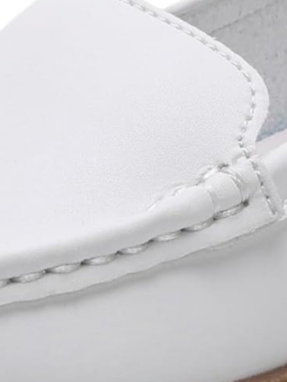 Women's White Leather Slip-Ons Driving Walking Cute Business Casual Loafers